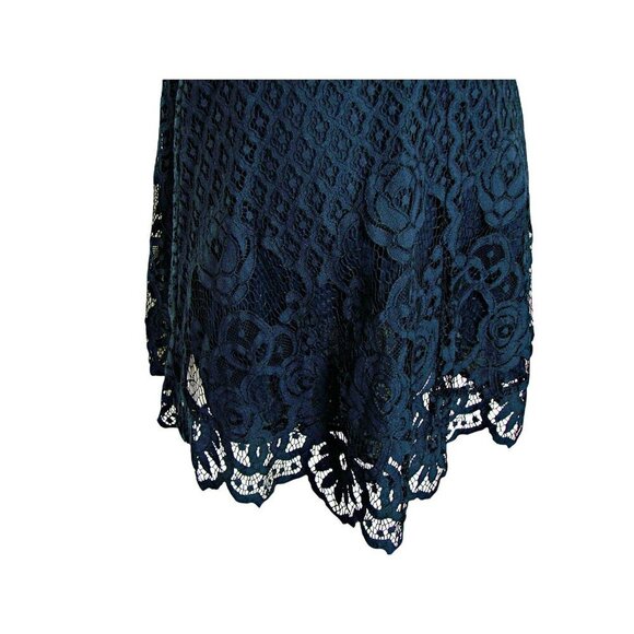 Urban Outfitters Black Swan Lace Eyelet Crochet Halter Dress Navy Blue Size S/M - Picture 4 of 12